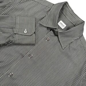 Armani Collezioni Long Sleeve Dress Shirt Mens L Black White Stripe Cotton